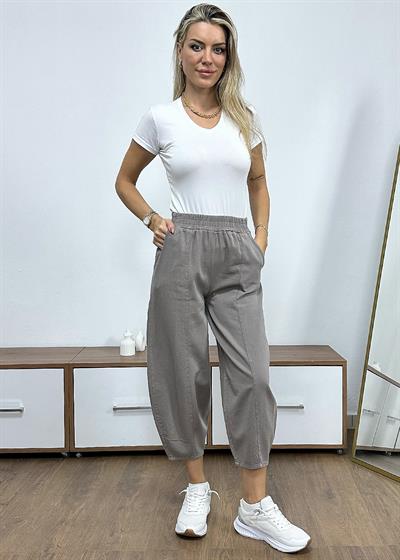 Dar Paça Şalvar Model Gabardin Pantolon - Vizon