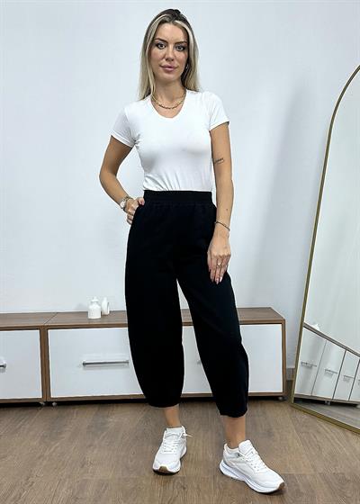 Dar Paça Şalvar Model Gabardin Pantolon - Siyah
