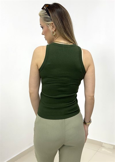 Halter Yaka Dar Kesim Basic Atlet - Haki