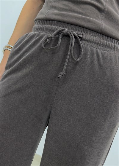 Modal Kumaş Beli Lastikli Pantolon - Kahverengi