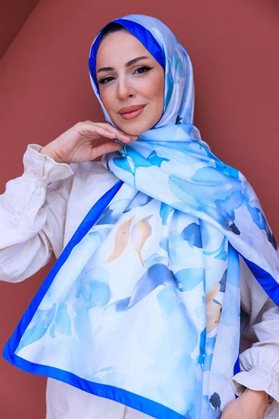Romantik Çiçek Desenli İpeksi Vual Şal