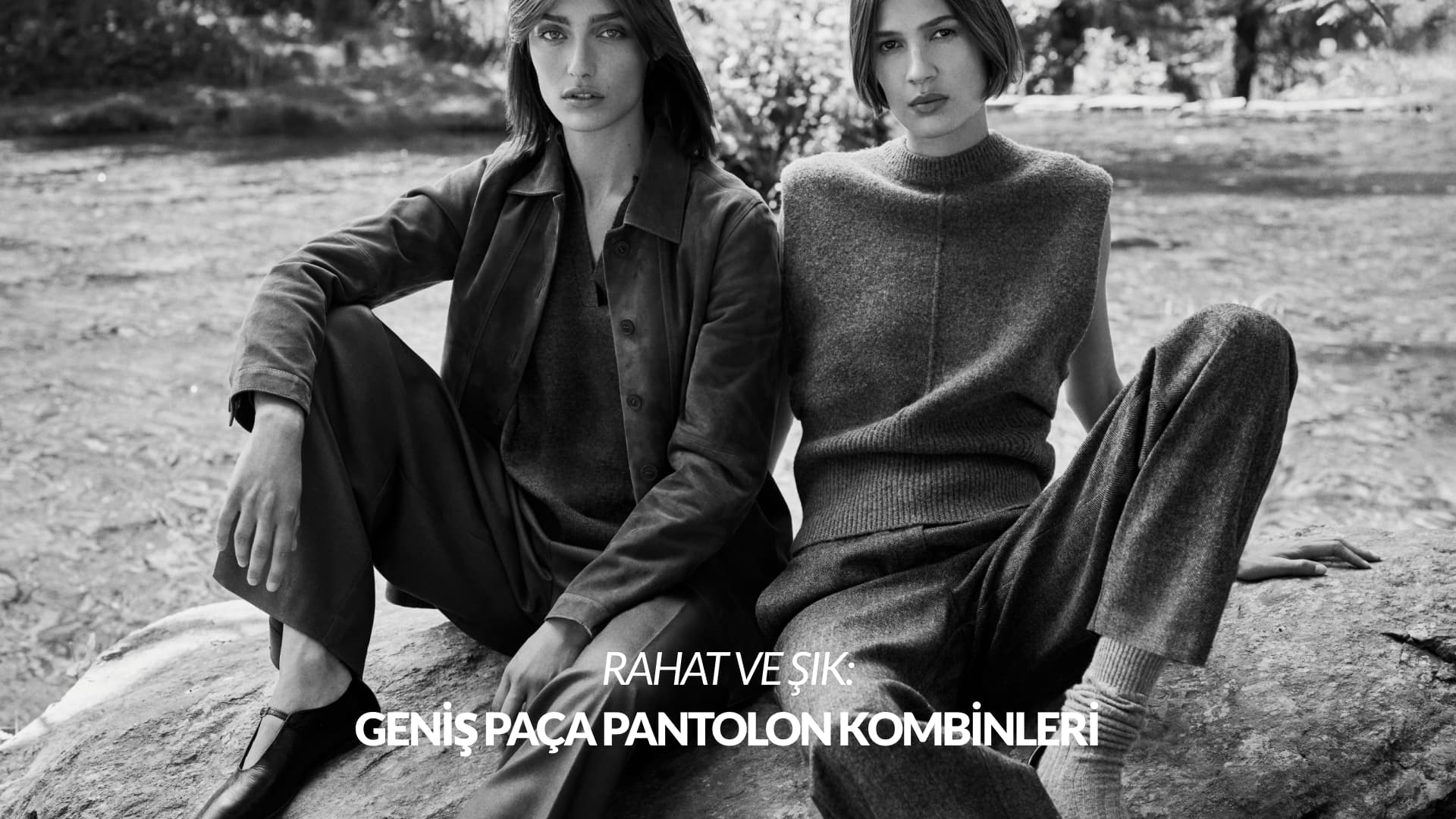 Geniş paça pantolon kombinleri kadın