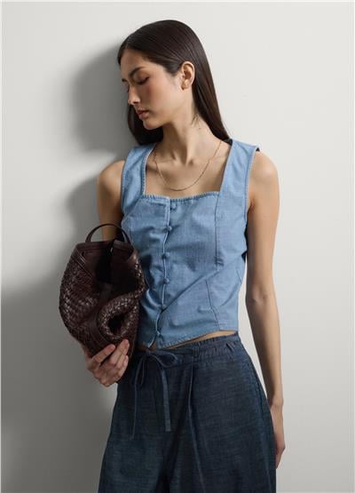 Açık Mavi Dar Kesim Denim Üst