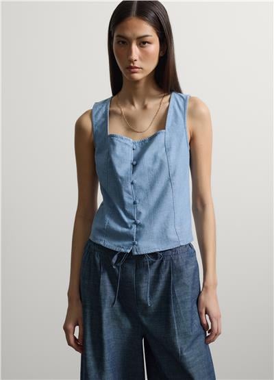 Açık Mavi Dar Kesim Denim Üst