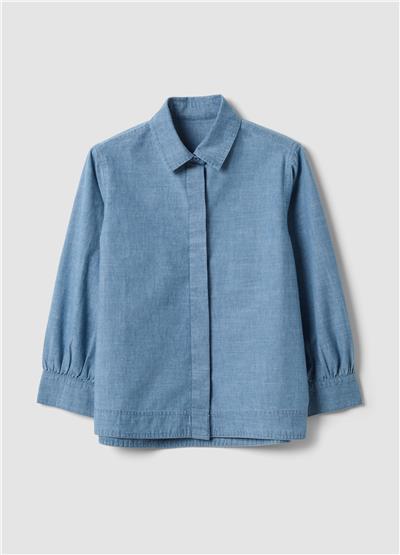 Açık Mavi Pamuk Denim Klasik Yaka Regular Fit Gömlek