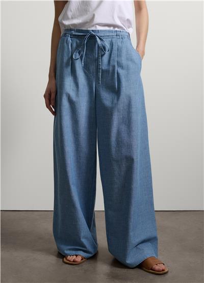 Açık Mavi Pamuk Denim Rahat Kesim Pantolon