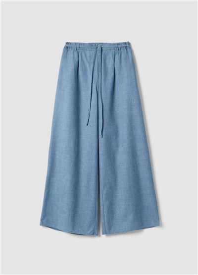 Açık Mavi Pamuk Denim Rahat Kesim Pantolon