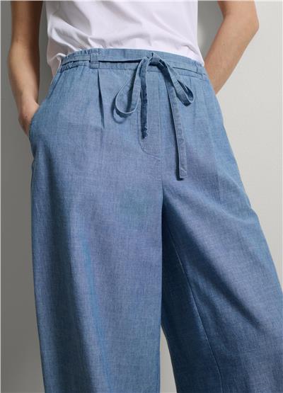 Açık Mavi Pamuk Denim Rahat Kesim Pantolon