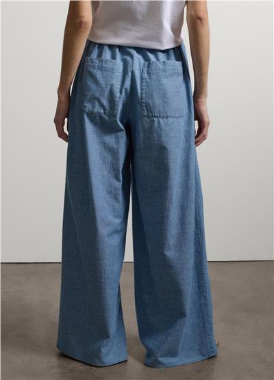 Açık Mavi Pamuk Denim Rahat Kesim Pantolon