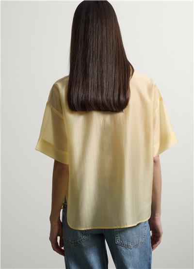 Açık Sarı Lyocell Karışımlı Kısa Kollu Regular Kalıp Gömlek