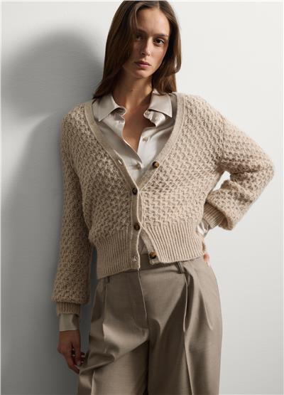 Bej Rengi Alpaka Karışımı Hırka