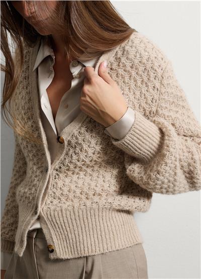 Bej Rengi Alpaka Karışımı Hırka