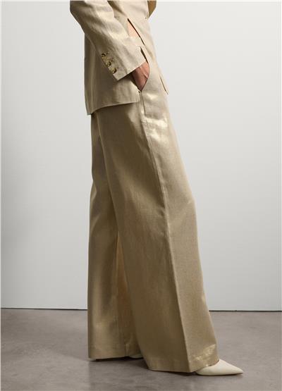 Altın Geniş Paça Pantolon