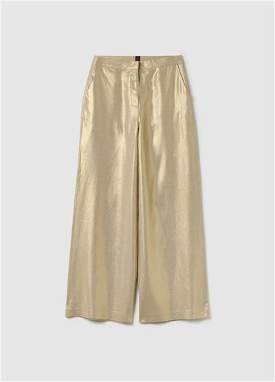Altın Geniş Paça Pantolon