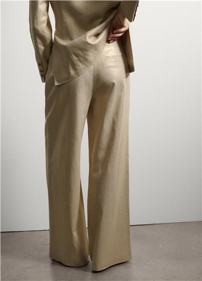 Altın Geniş Paça Pantolon