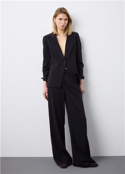 Astarlı Siyah Şık Regular Kalıp Blazer Ceket