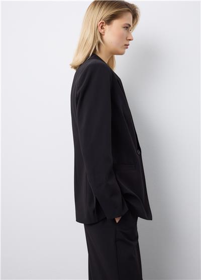 Astarlı Siyah Şık Regular Kalıp Blazer Ceket