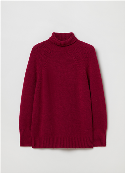 Balıkçı Yaka Reglan Kollu Bordo Kazak