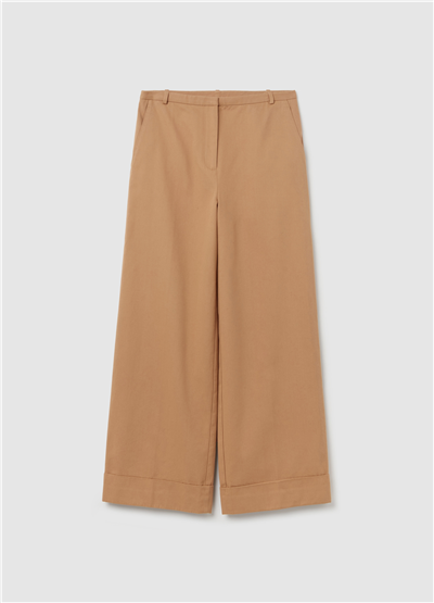 Bej Bol Paça Düz Kesim Pantolon
