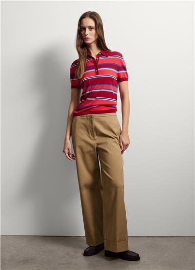 Bej Esnek pamuklu normal kalıp pantolon