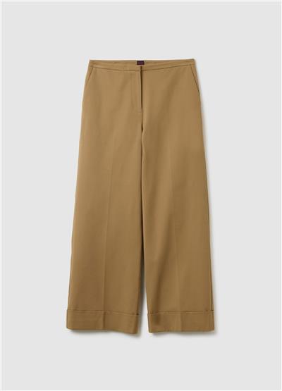 Bej Esnek pamuklu normal kalıp pantolon