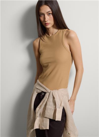 Bej Esnek Pamuklu Regular Kalıp Üst