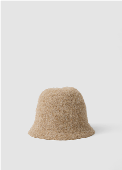 Bej Esnek Yün Kloş Şapka