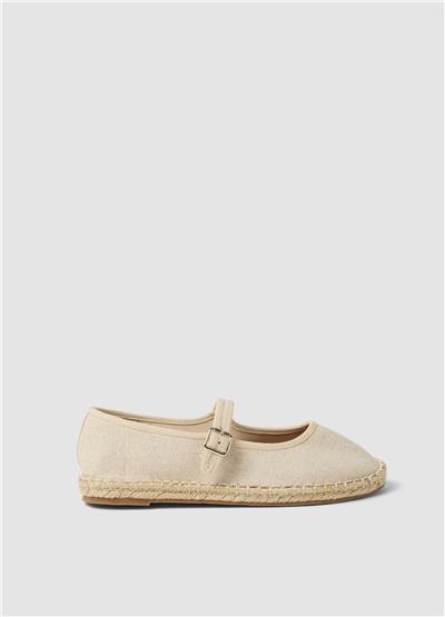 Bej Espadril Tarzı Bantlı Ayakkabı