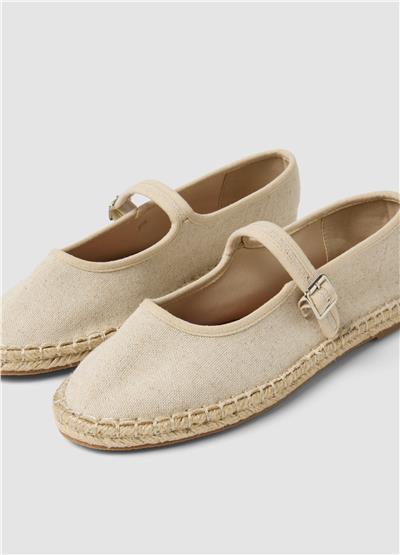 Bej Espadril Tarzı Bantlı Ayakkabı