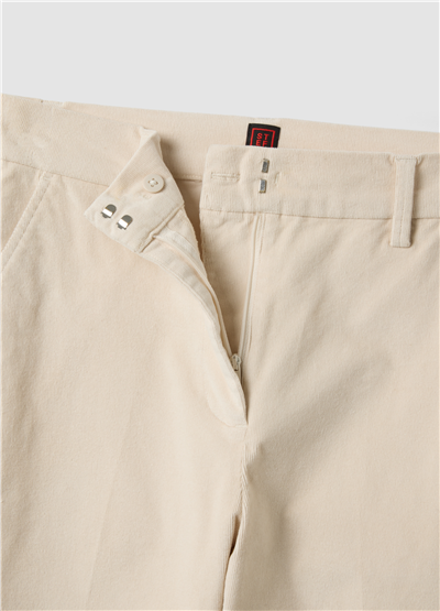 Bej Fitilli Esnek Pamuklu Slim Fit Çino Pantolon