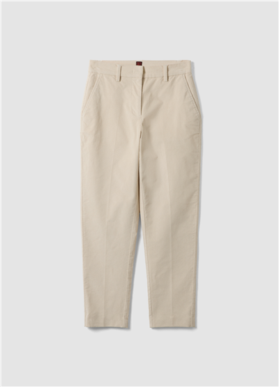 Bej Fitilli Esnek Pamuklu Slim Fit Çino Pantolon