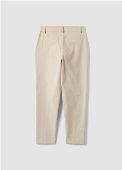 Bej Fitilli Esnek Pamuklu Slim Fit Çino Pantolon