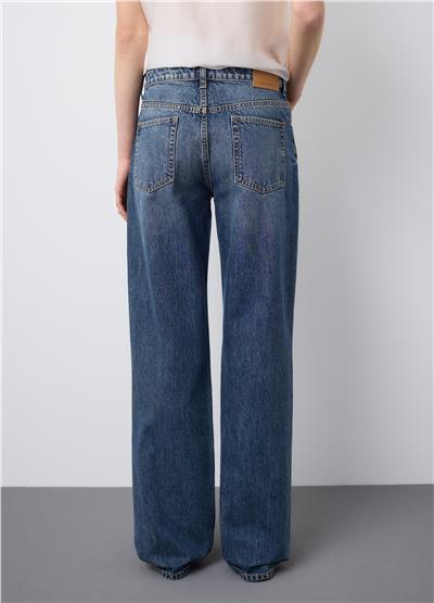 Saf Pamuklu Düz Mavi Denim Kot Pantolon