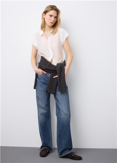 Saf Pamuklu Düz Mavi Denim Kot Pantolon