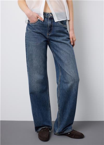 Saf Pamuklu Düz Mavi Denim Kot Pantolon