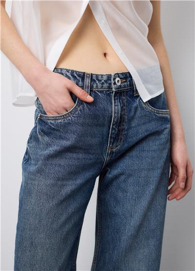 Saf Pamuklu Düz Mavi Denim Kot Pantolon