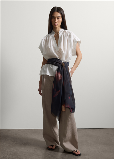 Bej Keten Regular Fit Pantolon