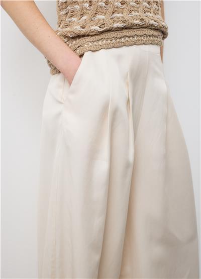 Bej Keten Ve Viskoz Karışımlı Regular Kalıp Palazzo Pantolon