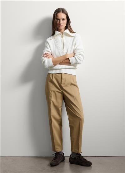 Bej Normal Kesim Pamuk Karışımlı Pantolon