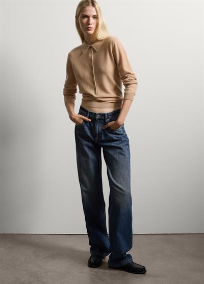 Bej Oversize Saf Kaşmir Kazak