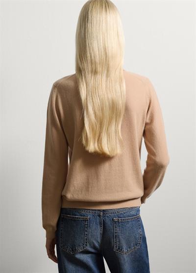 Bej Oversize Saf Kaşmir Kazak