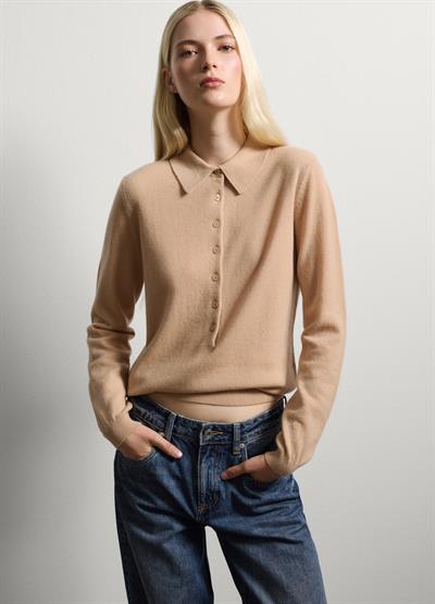 Bej Oversize Saf Kaşmir Kazak