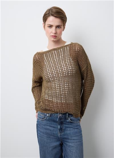 Kahverengi File Örgü Üst 