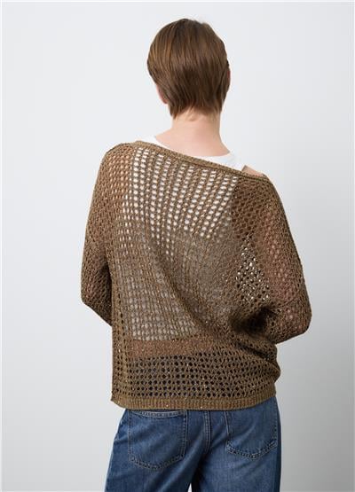 Kahverengi File Örgü Üst 