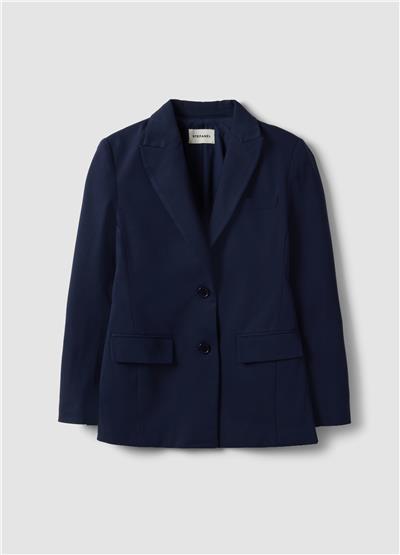 Dar Kesim Esnek Pamuklu Mavi Blazer Ceket