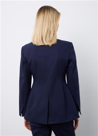 Dar Kesim Esnek Pamuklu Mavi Blazer Ceket