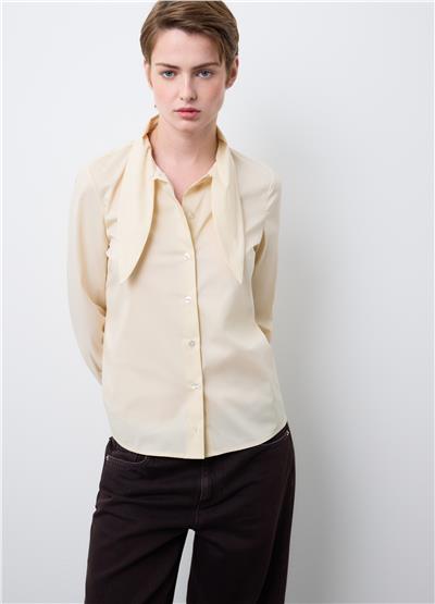 Bej Pamuk Yakalı Regular Fit Gömlek