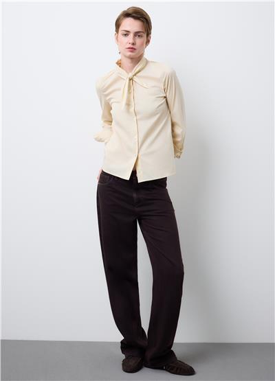 Bej Pamuk Yakalı Regular Fit Gömlek