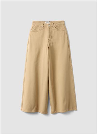 Bej Regular Kesimli İspanyol Paça Saf Denim Kot Pantolon