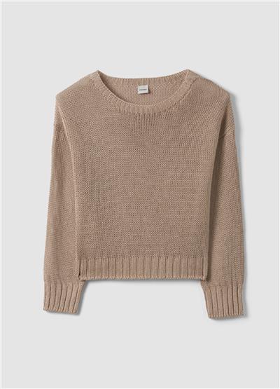 Bej Saf Keten Regular Kalıp Kazak